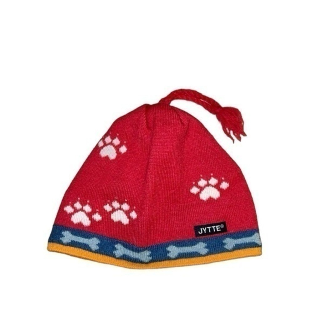 Jytte Vintage American 100% Wool Dog Paw Prints Beanie‎ Hat